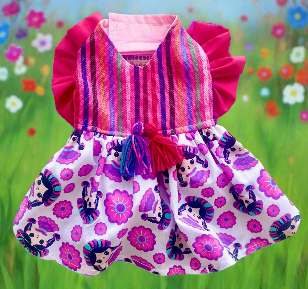 Vestido artesanal Rosa raza pequena // Pet dress pink small breed
