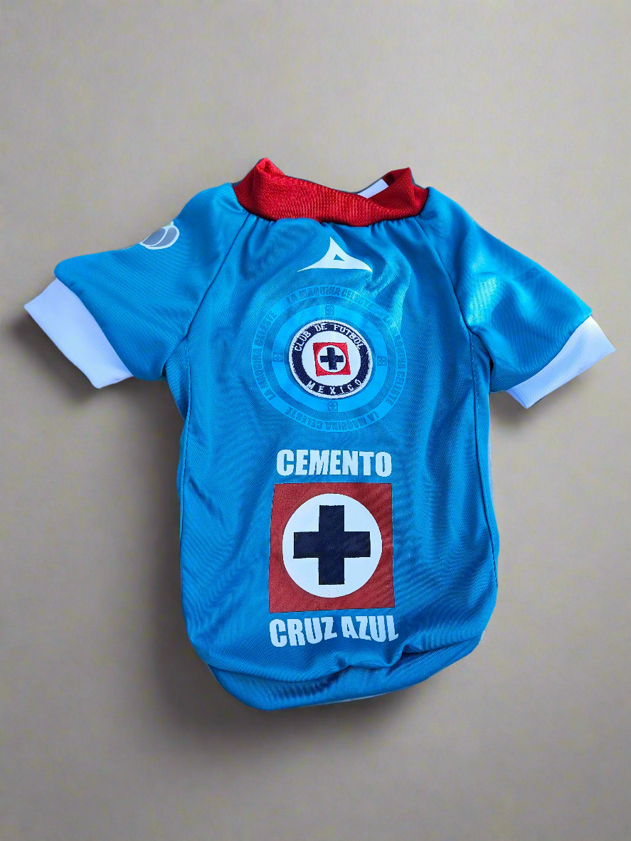 Blue soccer shirt for pet Small and Large breeds/  Camiza de futbol azul para mascota razas pequeña y grande