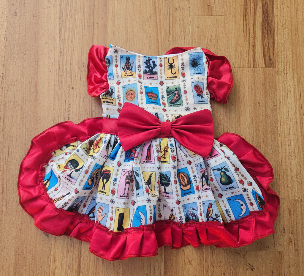 Loteria elegancia vestido para mascotas