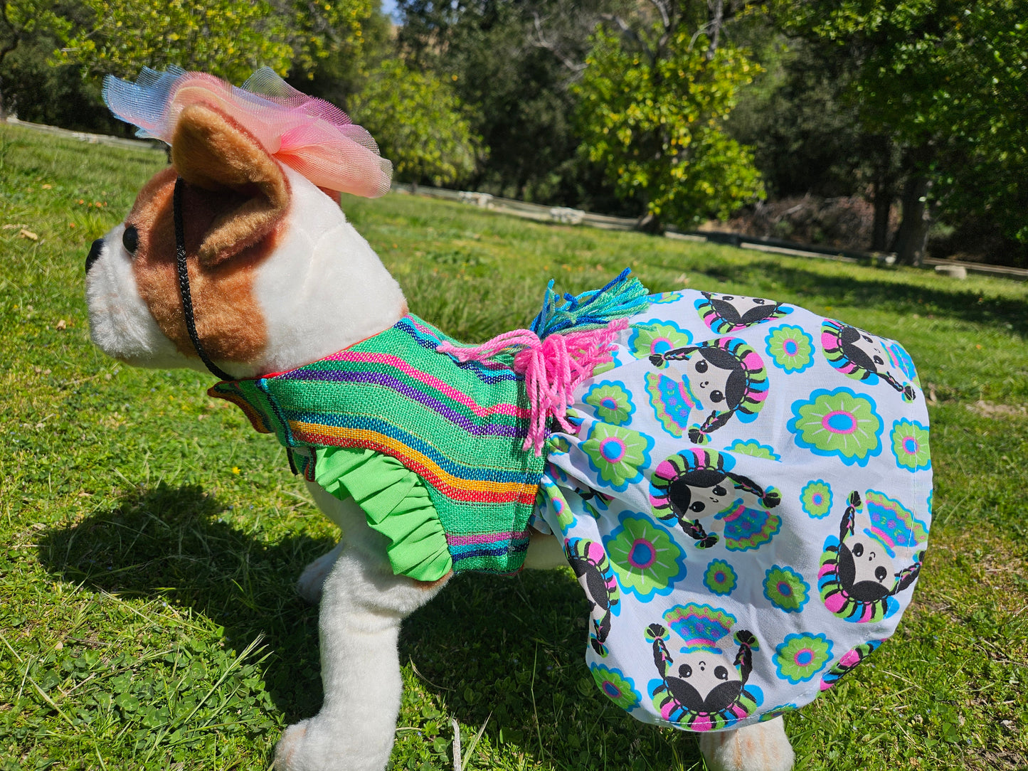 Vestido artesanal verde raza pequena // Pet dress green small breed