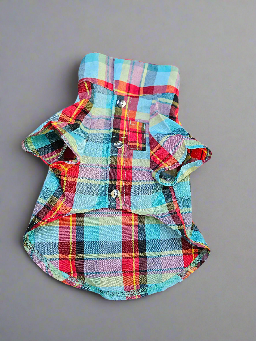 Camisa de cuadros para mascotas raza pequeña// Camisa Vaquera // Plaid pet shirt small breed