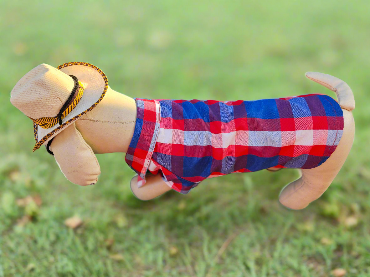 Camisa de cuadros para mascotas raza pequeña// Camisa Vaquera // Plaid pet shirt small breed