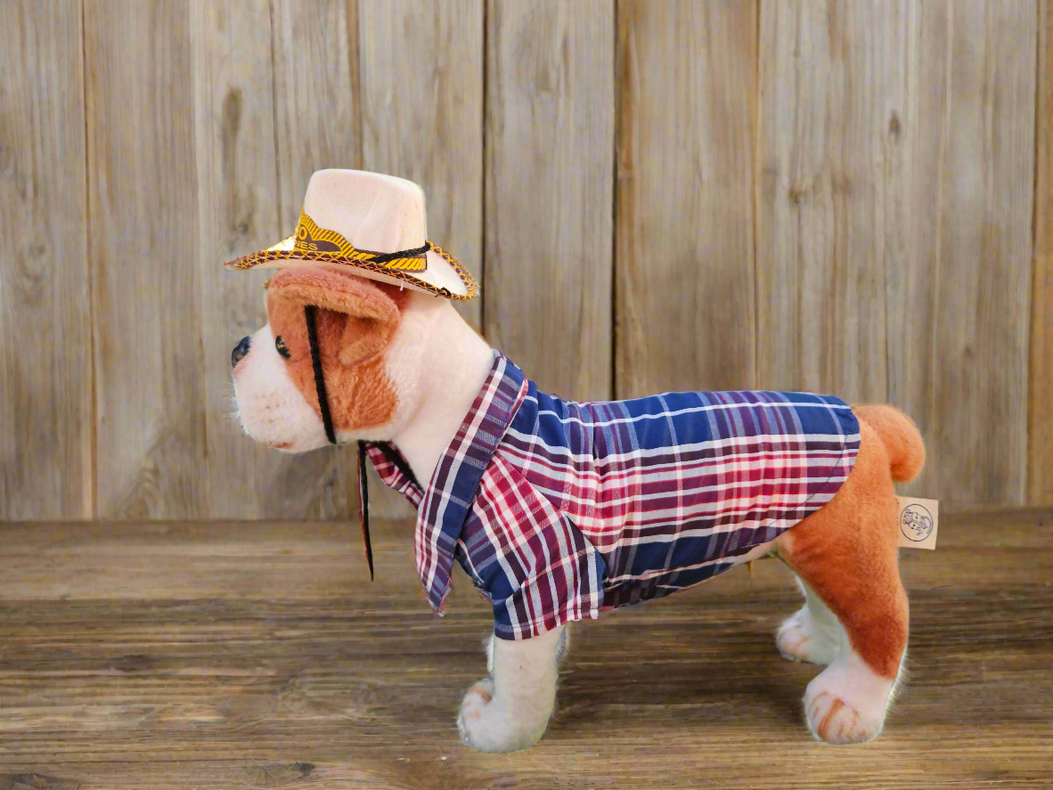 Camisa de cuadros para mascotas raza pequeña// Camisa Vaquera // Plaid pet shirt small breed