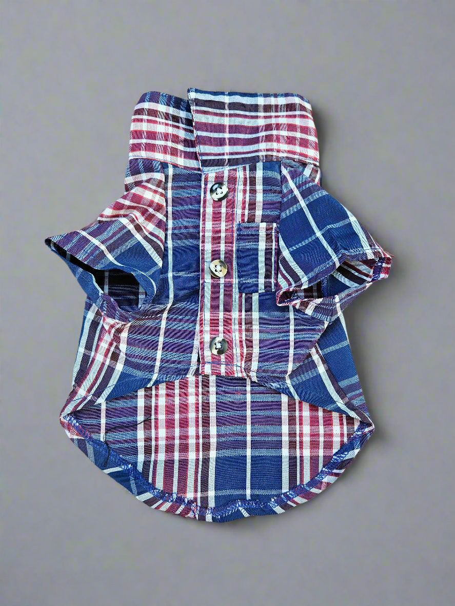 Camisa de cuadros para mascotas raza pequeña// Camisa Vaquera // Plaid pet shirt small breed