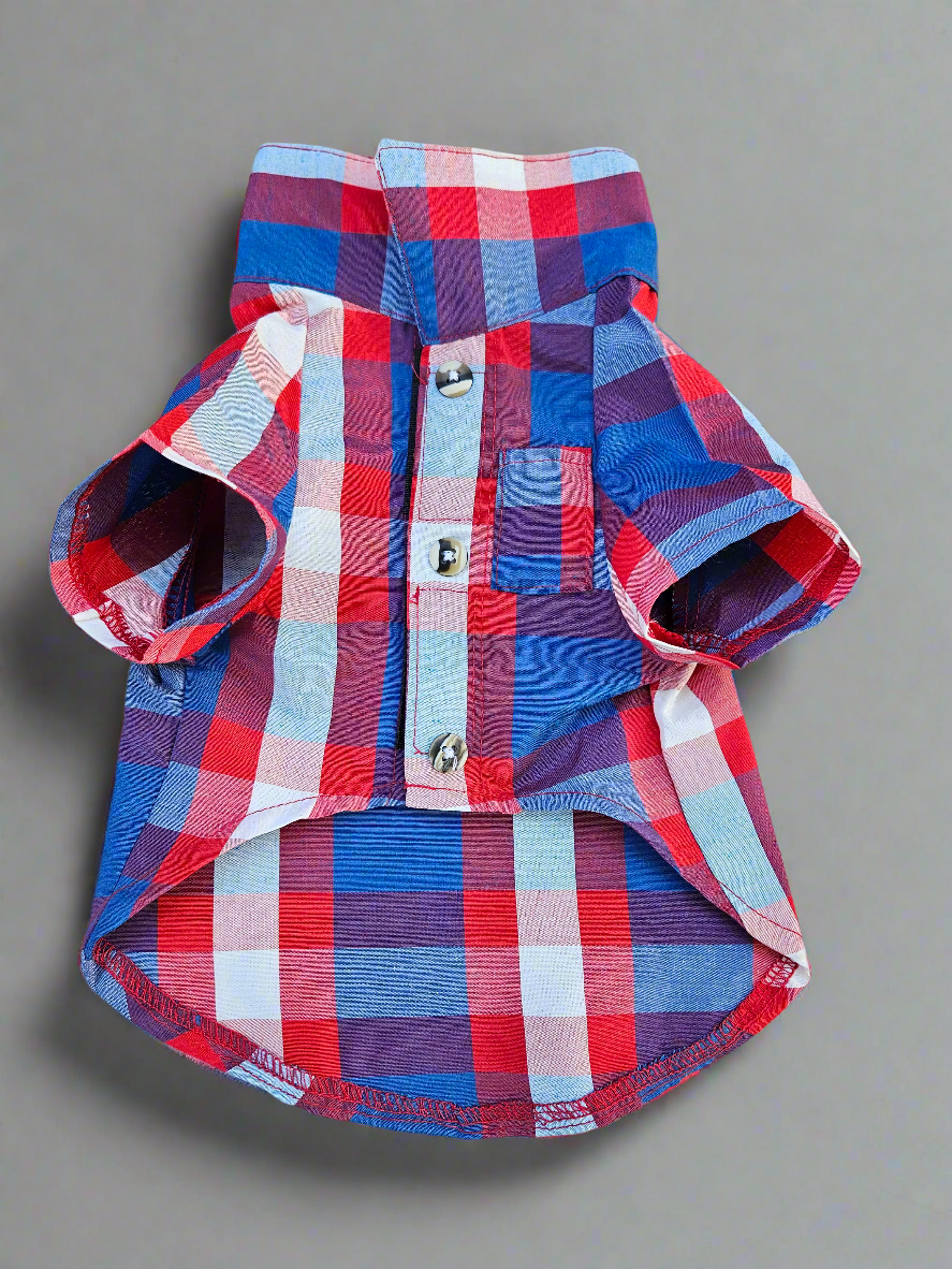 Camisa de cuadros para mascotas raza pequeña// Camisa Vaquera // Plaid pet shirt small breed