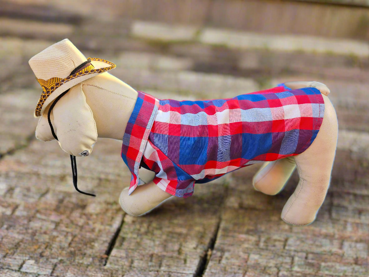 Camisa de cuadros para mascotas raza pequeña// Camisa Vaquera // Plaid pet shirt small breed