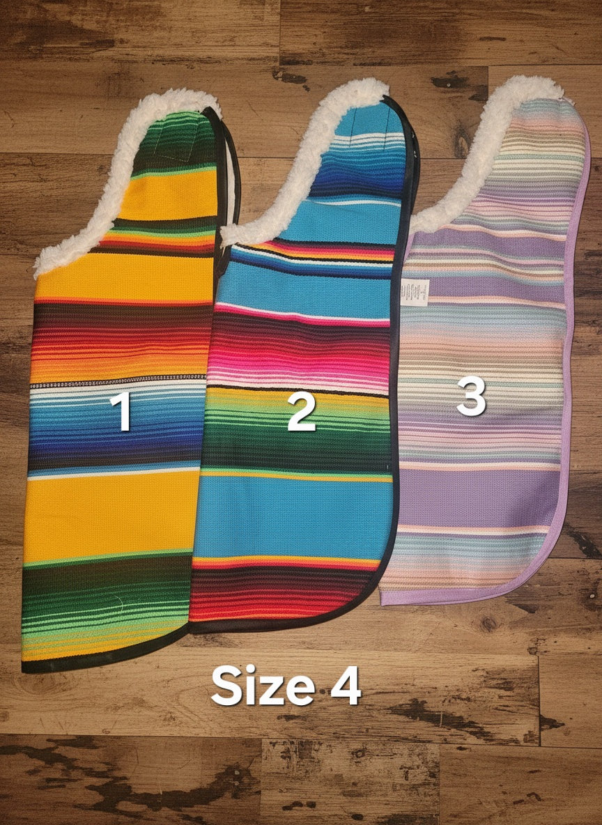 Authentic pet  Zarape Saltillo with fleece featuring Velcro on neck and chest for convenient  fit / Zarape Saltillo para mascota con borrega y Velcro en el cuello y pecho y facil de poner